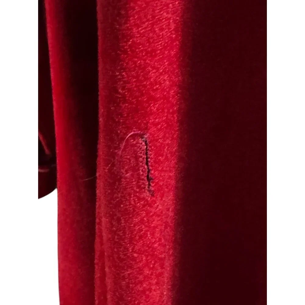 Vintage Red Long Nightgown With White Piping & Peter Pan Collar - Picture 6 of 8